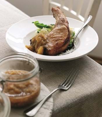 Pork Chops With Rhubarb, Apple And Ginger Chutney
