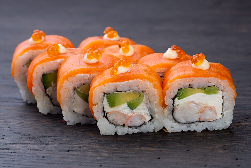 Salmon sushi or sashimi