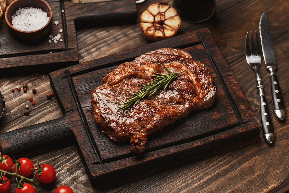 Marbled ribeye steak cut, premium beef
