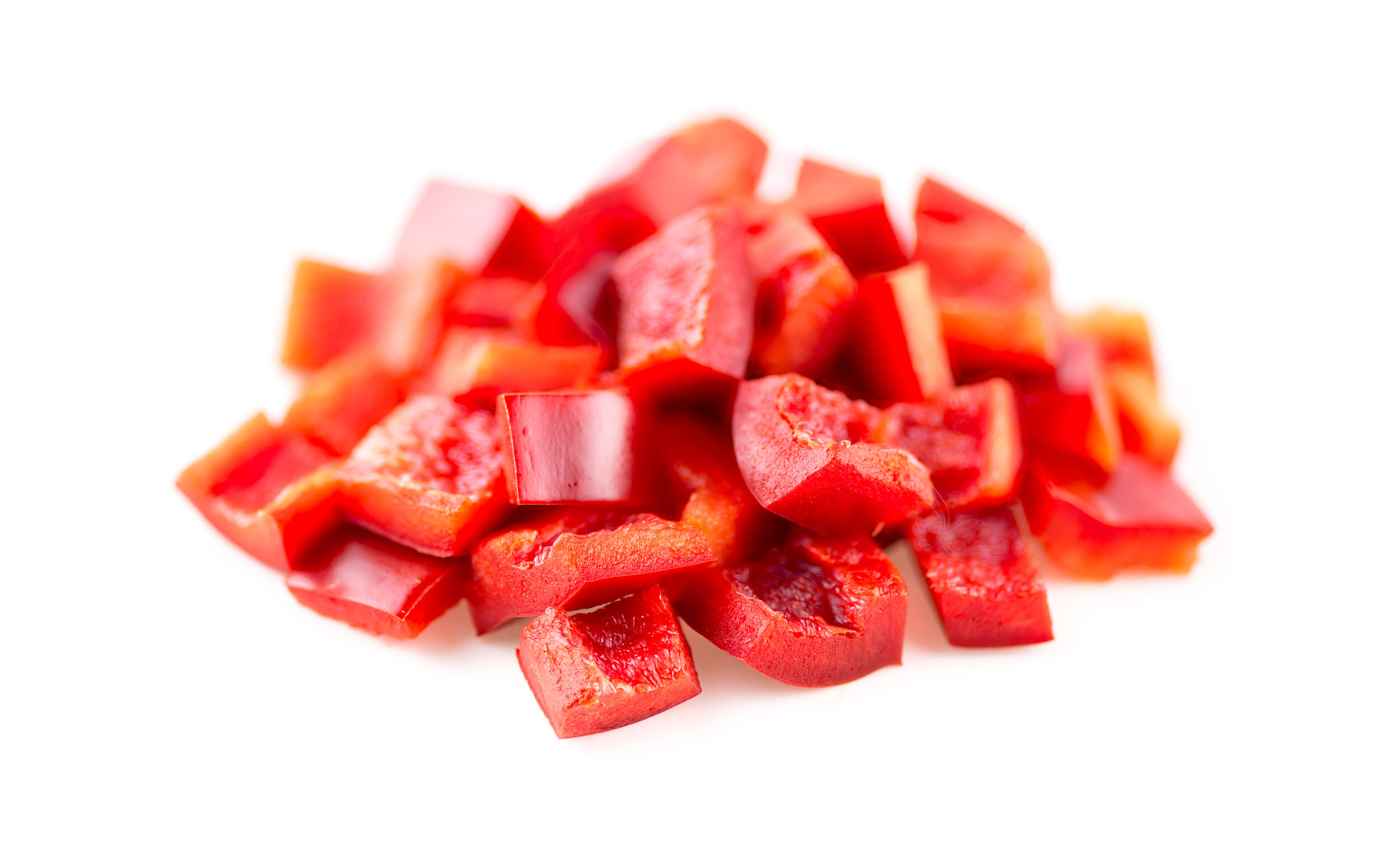 diced red peppers 20mm supplied by Meatex